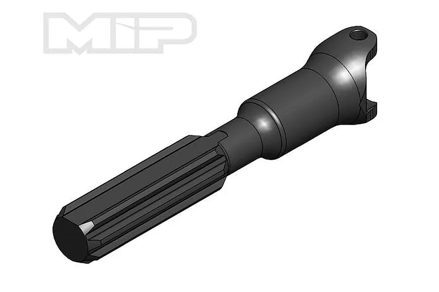 A studio shot of a black metal MIP 5mm HD Driveline drive hub component on a white background.