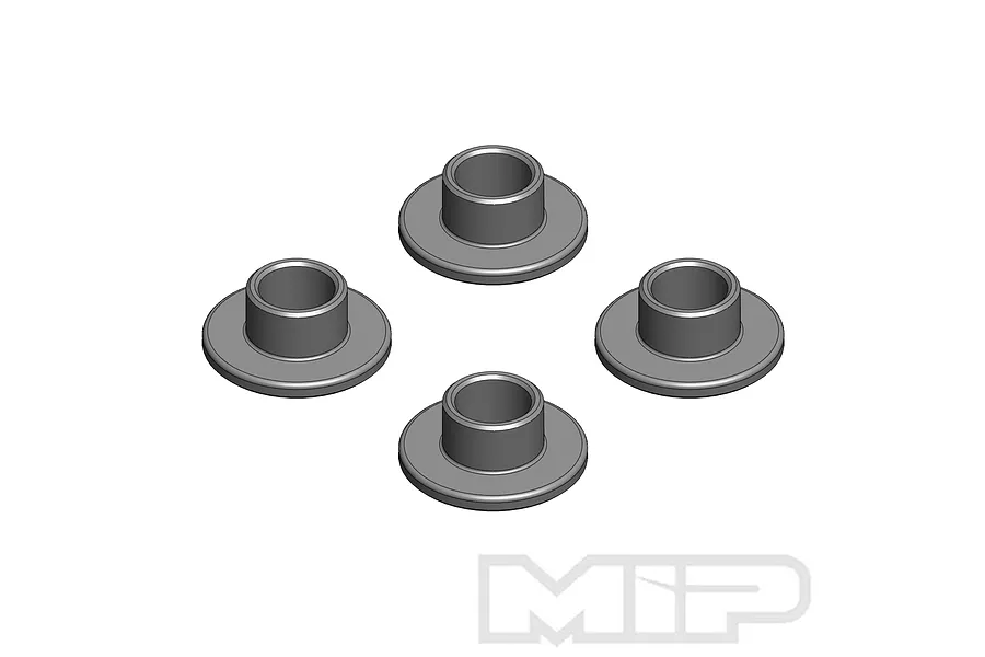 Four grey metal flanged washers or spacers arranged in a diamond pattern on a white background with the MIP logo in the bottom right corner.