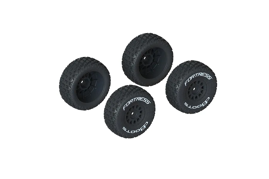ARRMA 1.2&amp;quot; dBoots Fortress Tyres on Black Rims - Glued Wheels 4Pcs image 101214