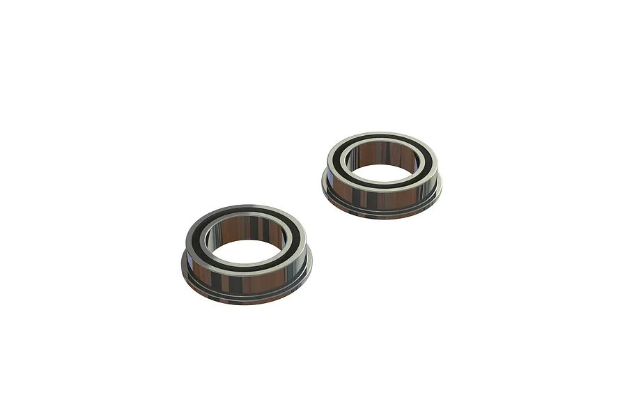 Two ARRMA flanged ball bearings with rubber seals, shown from an angled perspective against a white background.