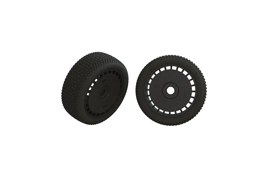 ARRMA 3.3&amp;quot; dBoots Exabyte Tyres on Black Aero Rims 2Pcs image 101522