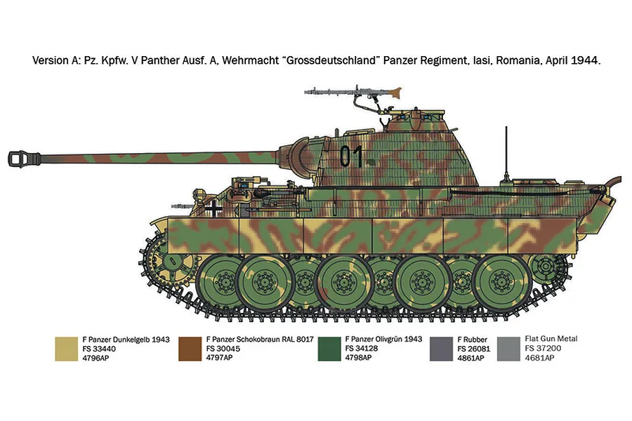 Italeri 1/72 Pz.Kpfw. V Panther Ausf. A Tank Scaled Plastic Model Kit image 101758
