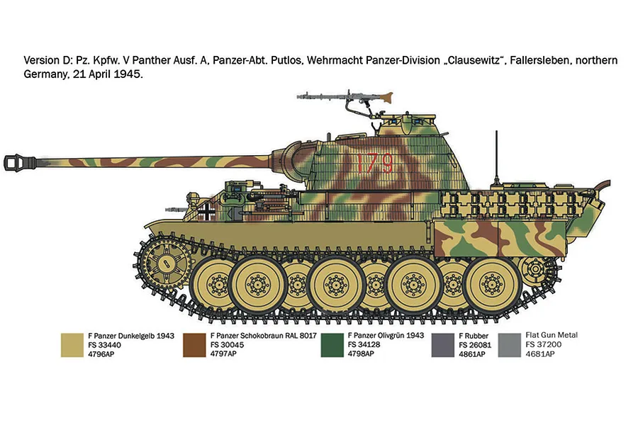 Italeri 1/72 Pz.Kpfw. V Panther Ausf. A Tank Scaled Plastic Model Kit image 101761
