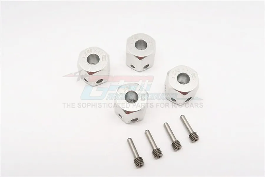 GPM Silver Aluminium 12mm Wheel Hex +11mm Adapters 4Pcs image 1