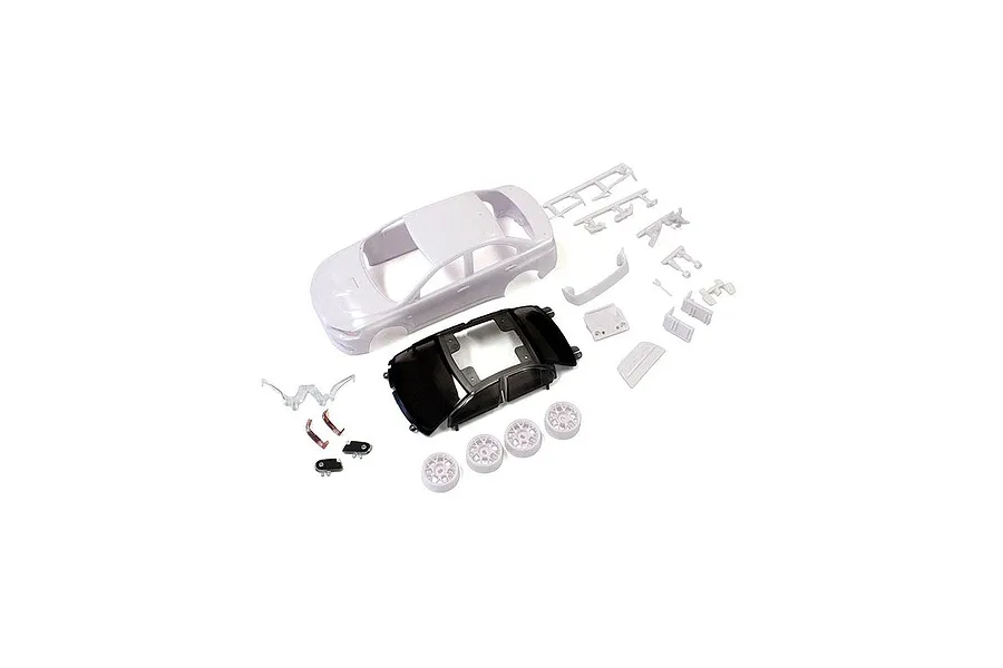 Kyosho Mini-Z Mitsubishi Lancer X Unpainted Body Shell with Wheels - White image 102516