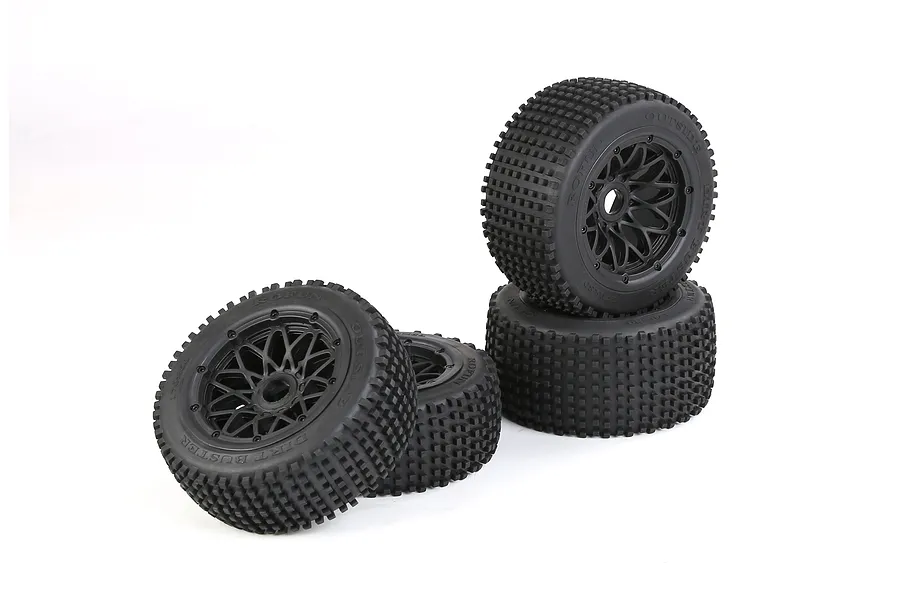 Rovan 4.7/5.5&amp;quot; Baja 5B Dirt Buster Tyres on Black Mesh Rims 4Pcs - Beadlocked Wheels image 104255