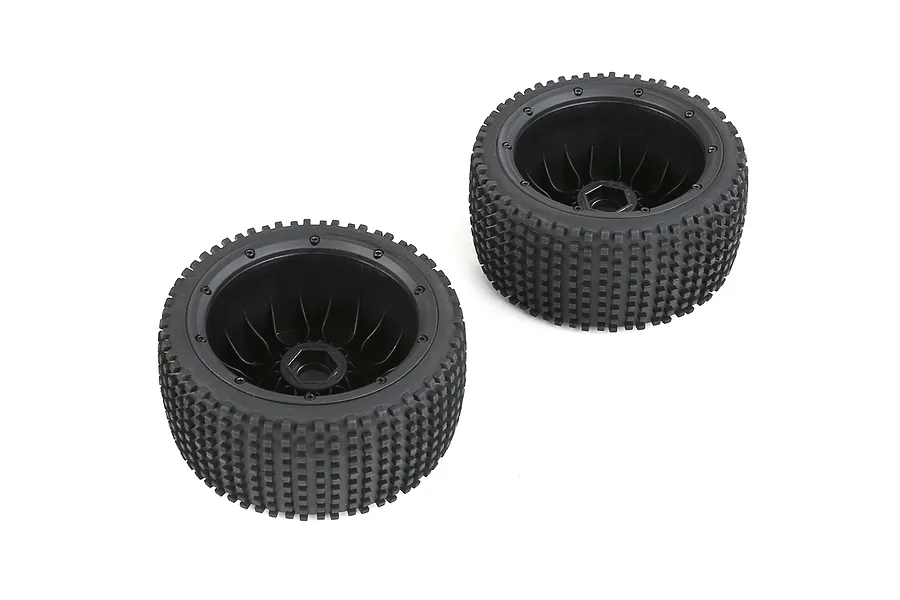 Rovan 4.7/5.5&amp;quot; Baja 5B Rear Dirt Buster Tyres on Black Mesh Rims 2Pcs - Beadlocked Wheels image 104264