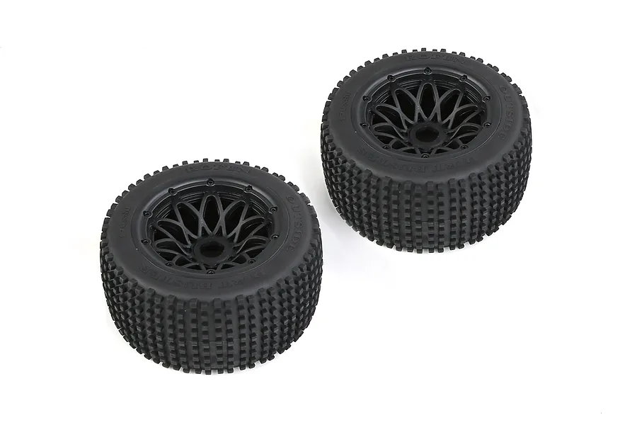 Rovan 4.7/5.5&amp;quot; Baja 5B Rear Dirt Buster Tyres on Black Mesh Rims 2Pcs - Beadlocked Wheels image 104265