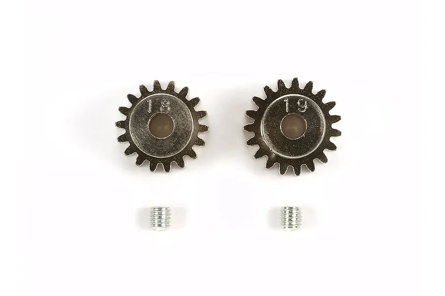 Tamiya Aluminium 18T, 19T 0.6Mod Pinion Gears 2Pcs image 104634