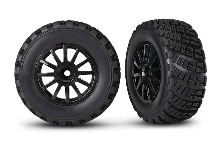 Traxxas 2.2/3.0&amp;quot; Rally Tyres on Black 12 Spoke Rims 2Pcs - Glued Wheels image 104665
