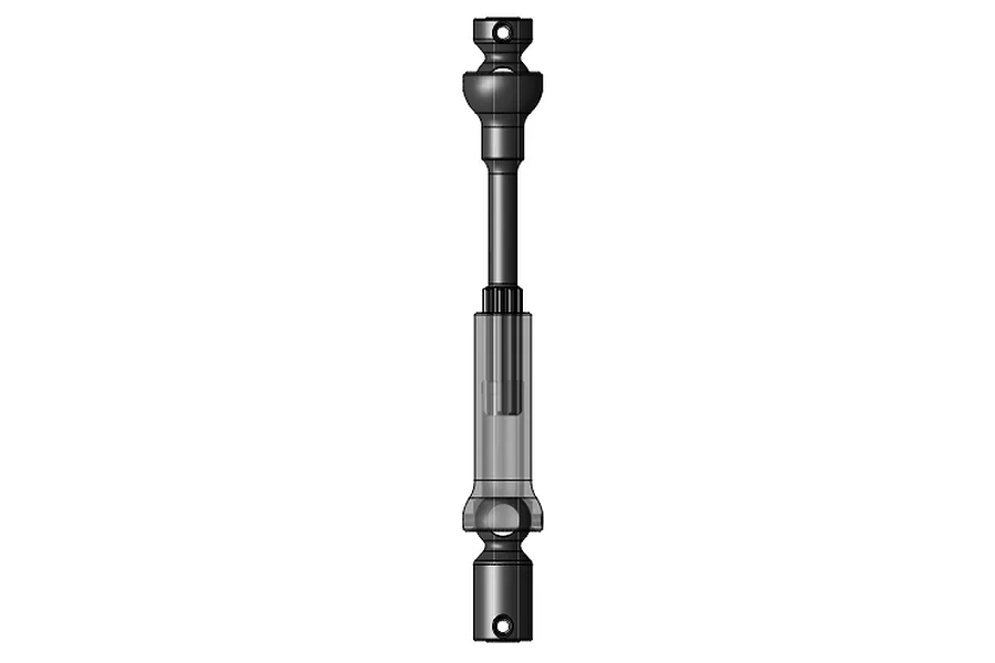A studio product shot of an MIP X-Duty steel CVD driveshaft for RC vehicles, showing the telescoping shaft design.
