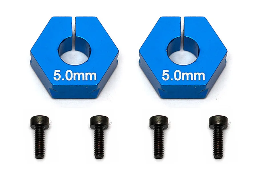 Factory Team Aluminium 12mm Clamping Wheel Hexes 2Pcs - Blue image 105298