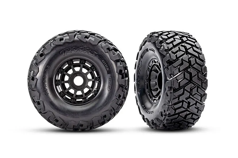 Traxxas 2.2/3.2&amp;quot; Maxx SC Belted Tyres on Black SCT Rims 2Pcs - Glued Wheels image 105498