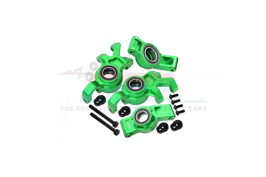 GPM Aluminium Front Steering Hubs and Rear Hubs with Larger Bearings Set - Green image 106138