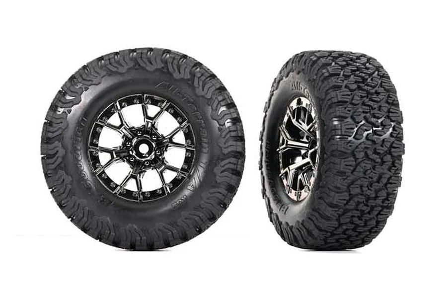 Traxxas 2.2/3.0&amp;quot; BFGoodrichAll-Terrain T/A K02 Tyres on Black Chrome 6 Spoke Rims - Glued Wheels 2Pcs image 106321
