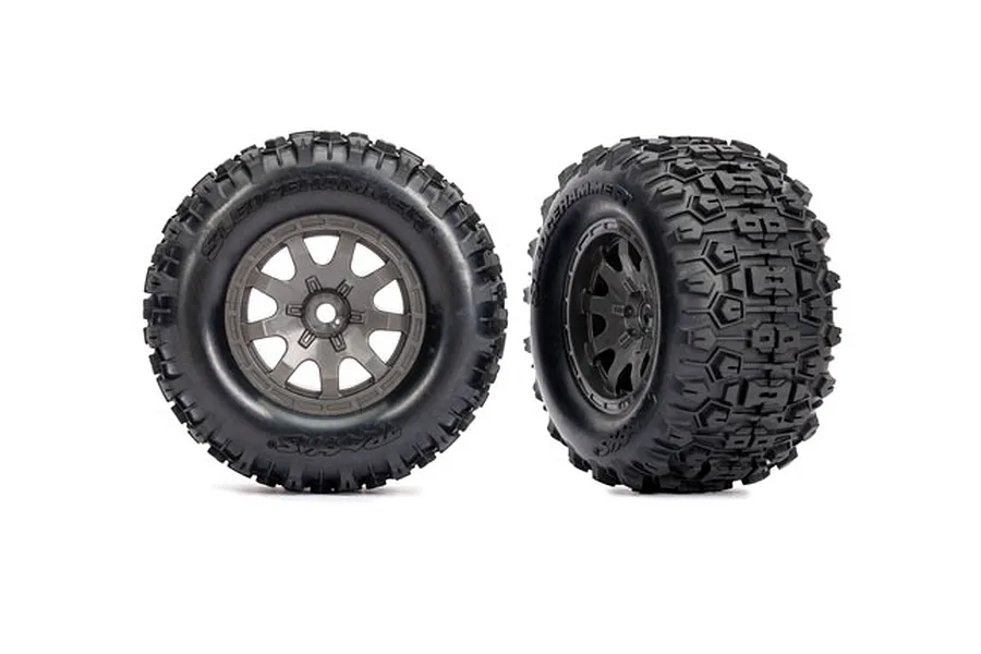 Traxxas 2.1/2.6&amp;quot; Sledgehammer Front Tyres on Charcol Grey Wheels 2Pcs - Beadlock Wheels image 106359