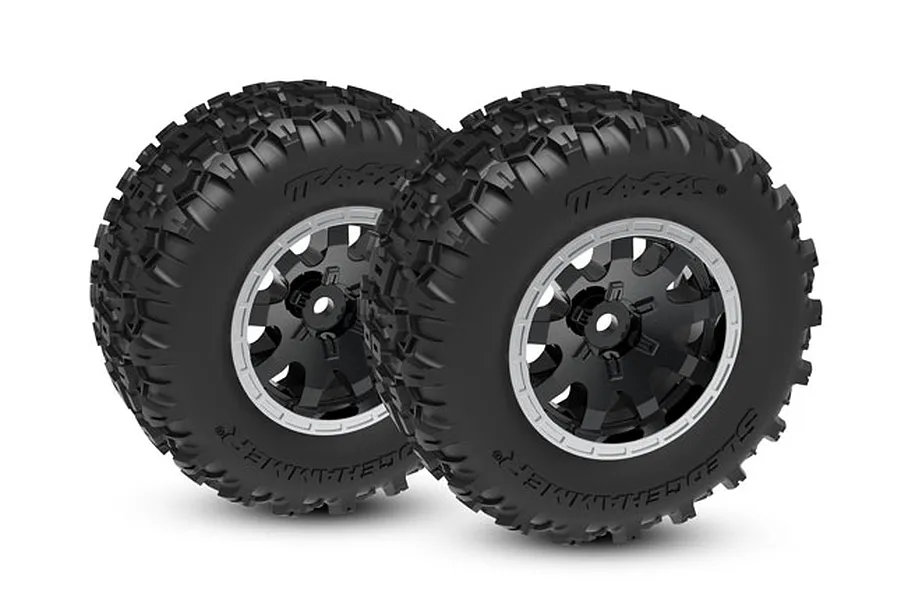 Traxxas 2.1/2.6&amp;quot; Sledgehammer Front Tyres on Black/Satin Wheels 2Pcs - Beadlock Wheels image 106361