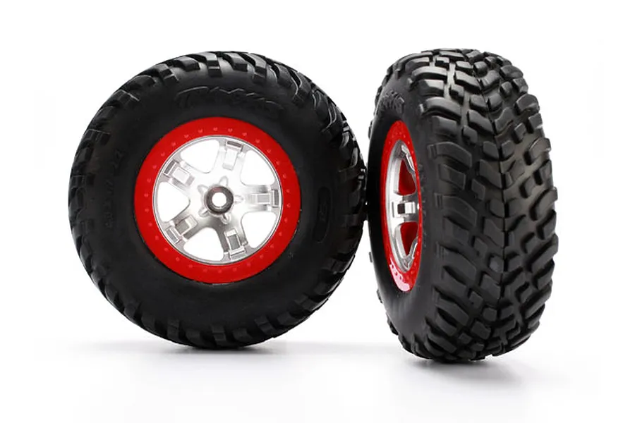 Traxxas 2.2/3.0&amp;quot; Off Road Tyres on Satin Chrome Rims - Glued Wheels 2Pcs image 106396
