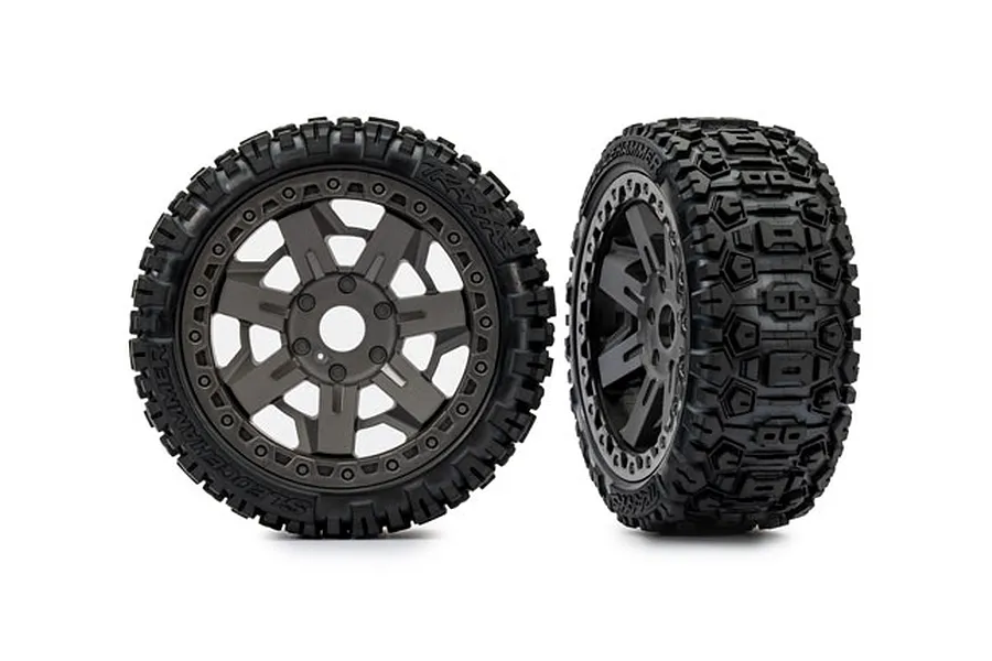 Traxxas 3.0&amp;quot; Sledgehammer Tyres on Grey Rims - Glued Wheels 2Pcs image 106419