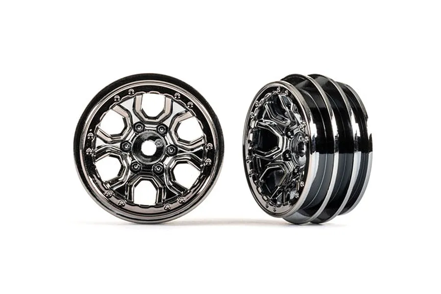 Traxxas 1.0&amp;quot; 6 Spoke Rims 2Pcs - Black Chrome image 106445