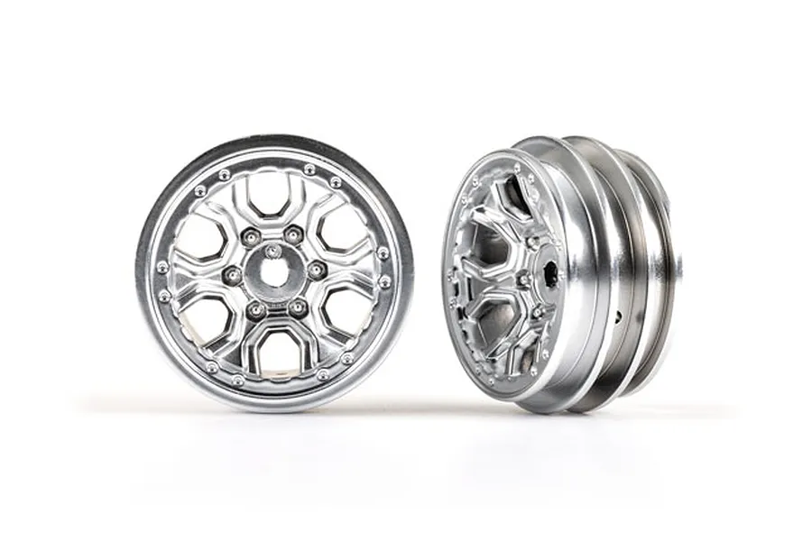 Traxxas 1.0&amp;quot; 6 Spoke Rims 2Pcs - Satin Chrome image 106446