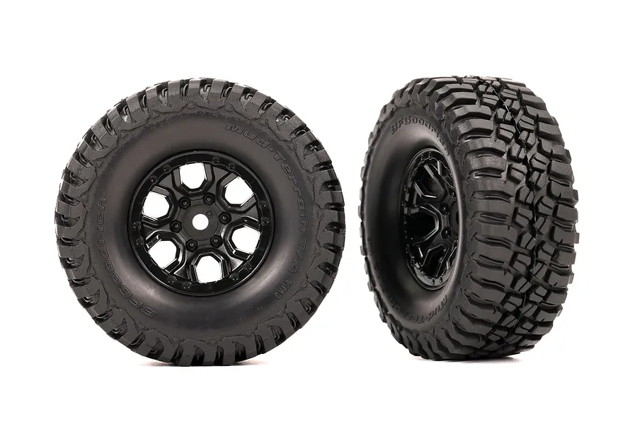Traxxas 1.0&amp;quot; Canyon Trail Tyres on Black 6 Spoke Rims - Glued Wheels 2Pcs image 106449