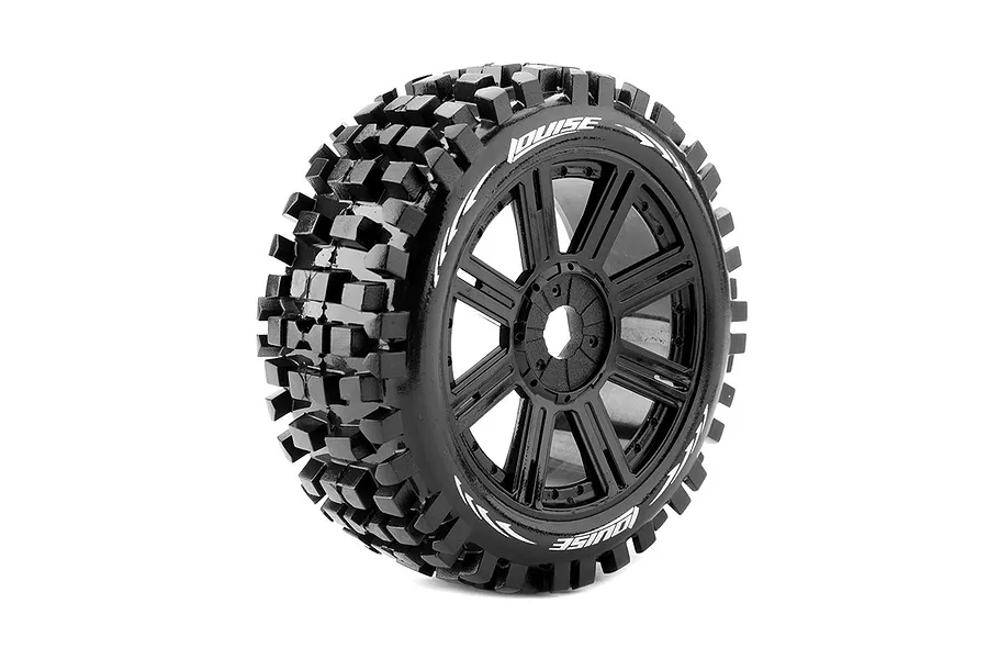 Louise 1/8 B-ULLDOZE (Soft) Tyres on Black Rims - Glued Wheels 2Pcs image 106559