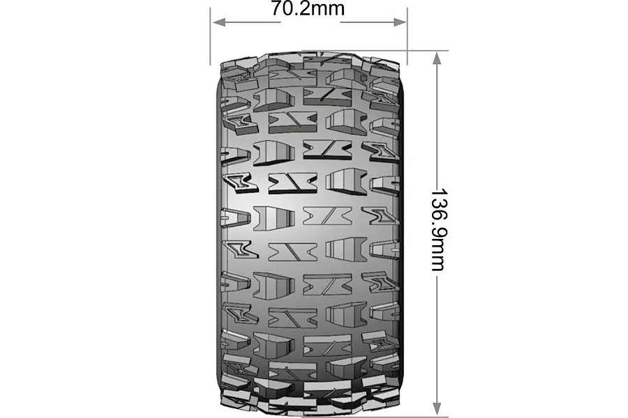 Louise 1/10 MT-Pioneer (Soft) Tyres on (0&amp;quot;, 1/2&amp;quot; Offset) Black Rims with Hex Adapters - Glued Wheels 2Pcs image 5