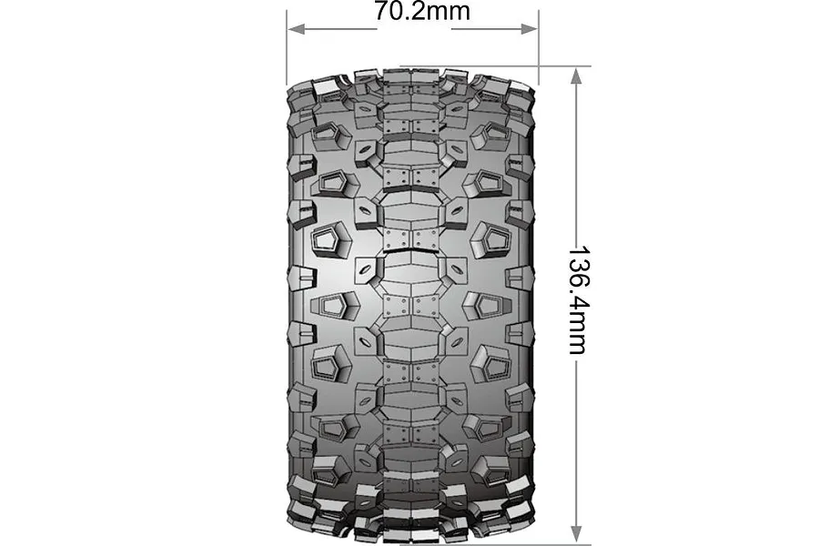 Louise 1/10 MT-Uphill (Soft) Tyres on (0&amp;quot;, 1/2&amp;quot; Offset) Black Rims with Hex Adapters - Glued Wheels 2Pcs image 5
