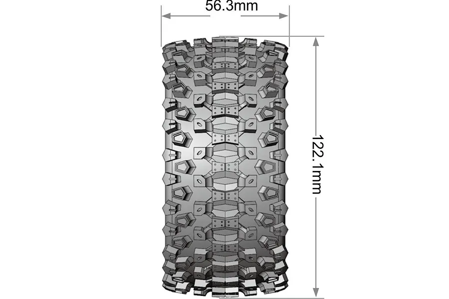 Louise 1/10 ST-Uphill (Soft) Tyres on (0&amp;quot;, 1/2&amp;quot; Offset) Black Rims with Hex Adapters - Glued Wheels 2Pcs image 5