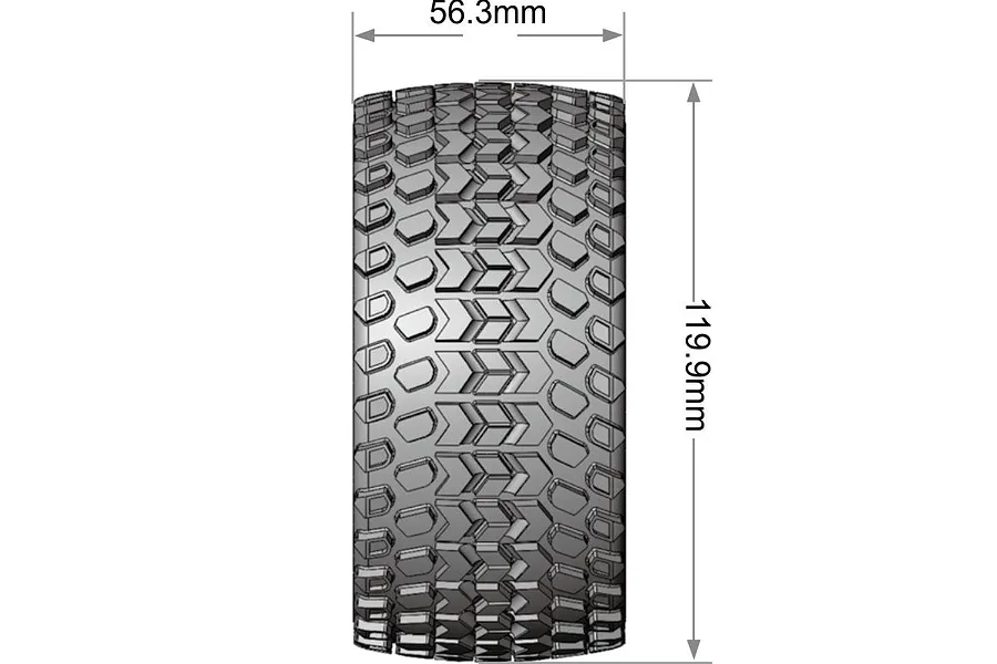 Louise 1/10 MT-Hummer (Soft) Tyres on (0&amp;quot;, 1/2&amp;quot; Offset) Black Rims with Hex Adapters - Glued Wheels 2Pcs image 5