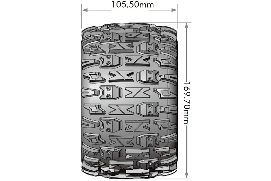 Louise 1/8 MT-Pioneer (Sport) Tyres on (0&amp;quot;, 1/2&amp;quot; Offset) Black Rims with Hex Adapters - Glued Wheels 2Pcs image 5