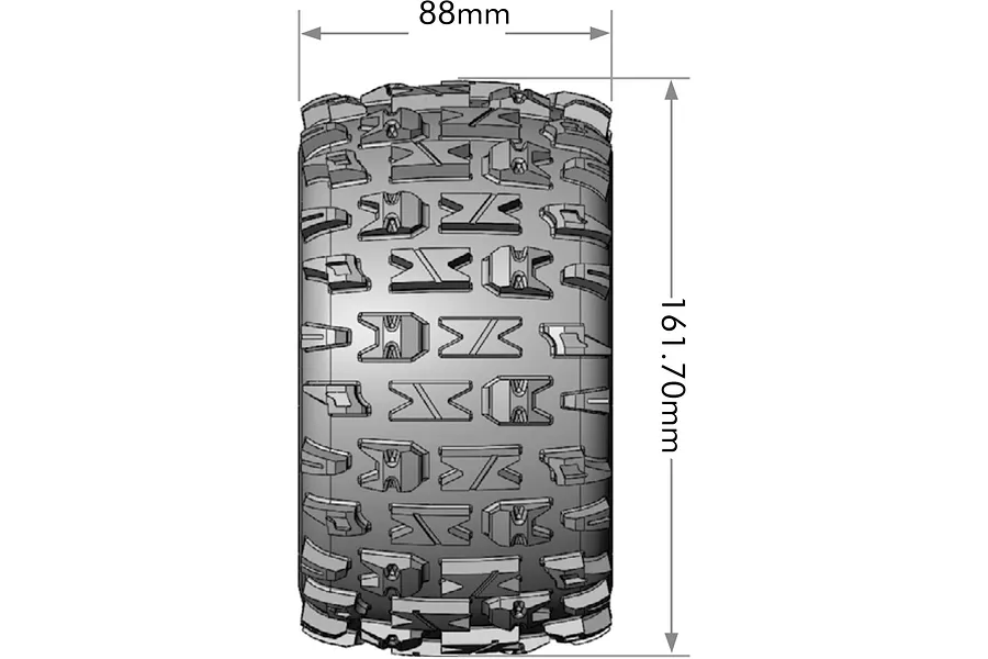 Louise 1/8 ST-Pioneer (Sport) Tyres on (0&amp;quot;, 1/2&amp;quot; Offset) Black Rims with Hex Adapters - Glued Wheels 2Pcs image 5