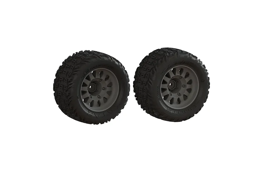 ARRMA 2.8&amp;quot; dBoots Katar Tyres on Gunmetal Rims 2Pcs - Glued Wheels image 106783