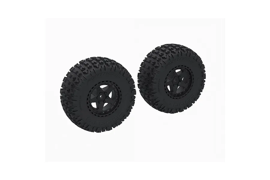 ARRMA 2.2/3.0&amp;quot; dBoots Fortress SC Tyres on Black 5 Spoke Rims 2Pcs - Glued Wheels image 106818