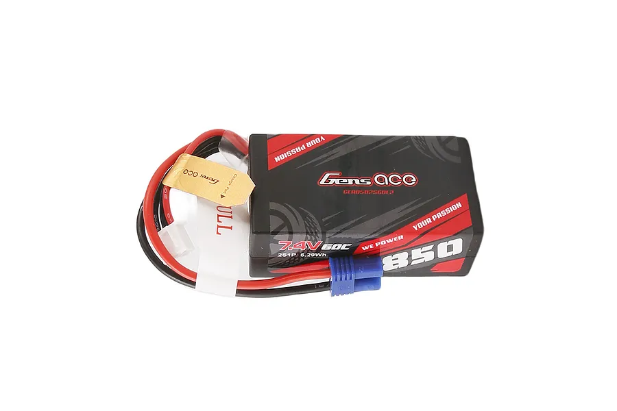 Gens Ace 7.4V 850mAh 60C Hard Case LiPo Battery image 106983