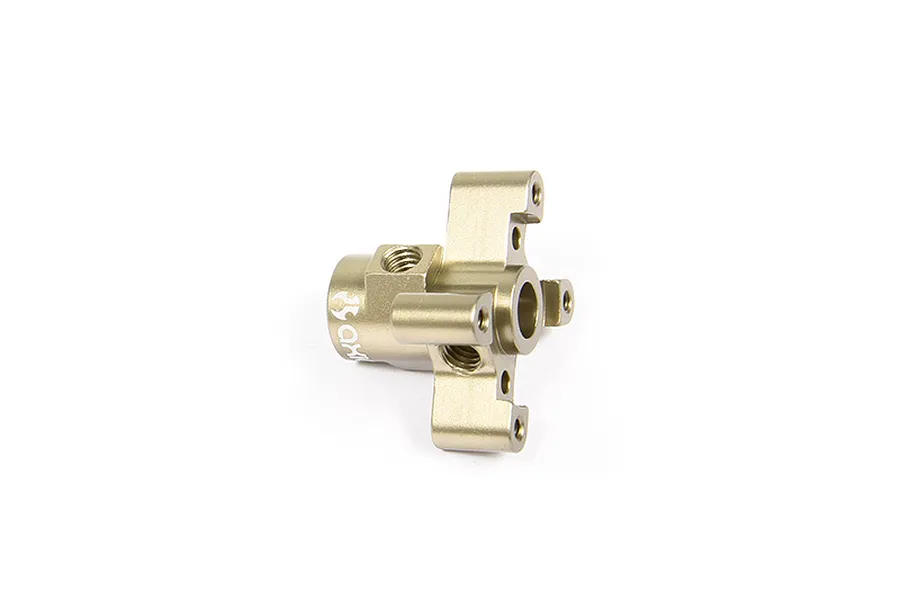 A gold-coloured metal Axial differential locker part shown from a side angle against a white background.