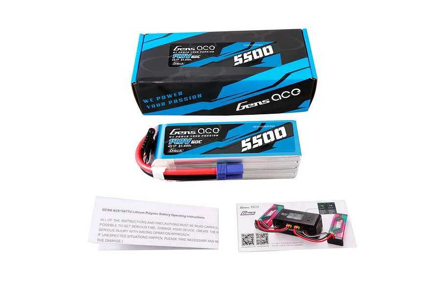 Gens Ace G-Tech 14.8V 5500mAh 60C Soft Case LiPo Battery image 107609