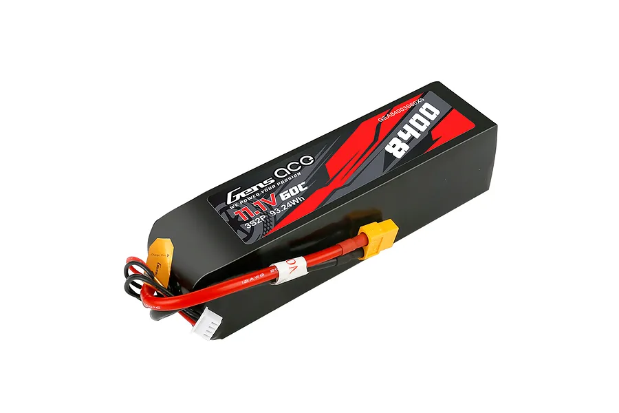 Gens Ace 11.1V 8400mAh 60C soft case LiPo battery with XT60 connector and balance plug.