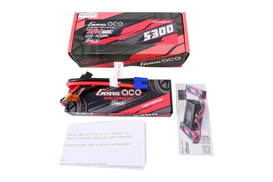 Gens Ace G-Tech 7.4V 5300mAh 60C Hard Case LiPo Battery image 107730