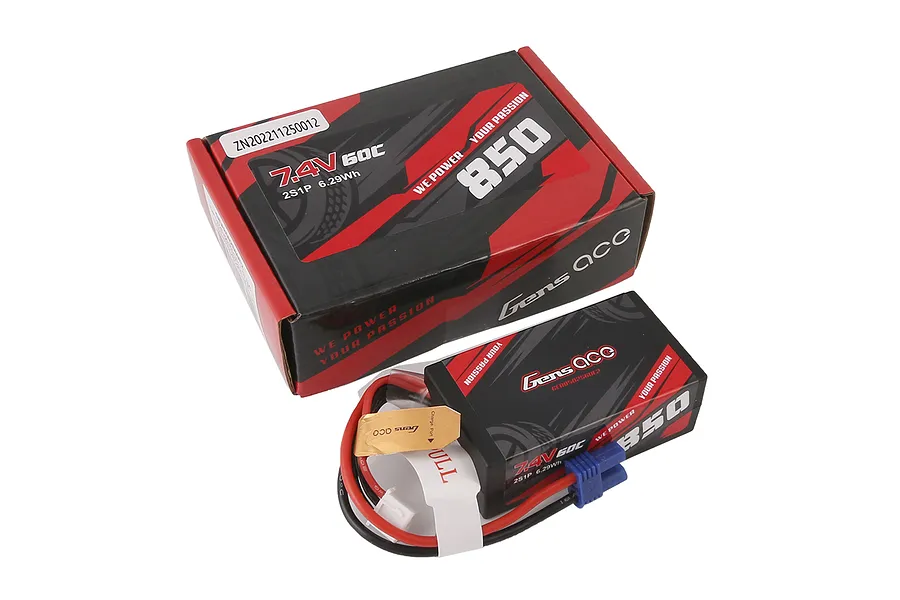 Gens Ace 7.4V 850mAh 60C Hard Case LiPo Battery image 107776