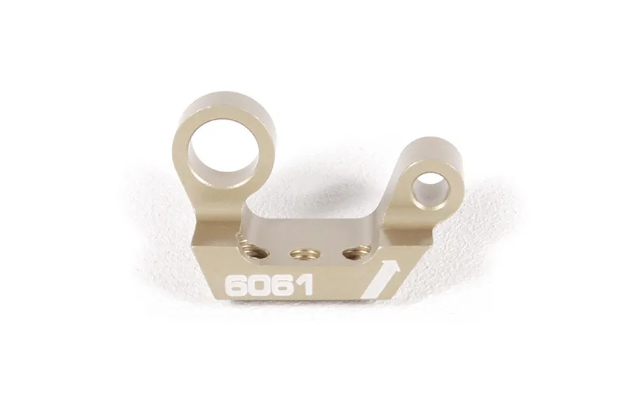 A single gold-anodized aluminium sway bar clamp for an RC vehicle, featuring the text 6061 printed on the side.