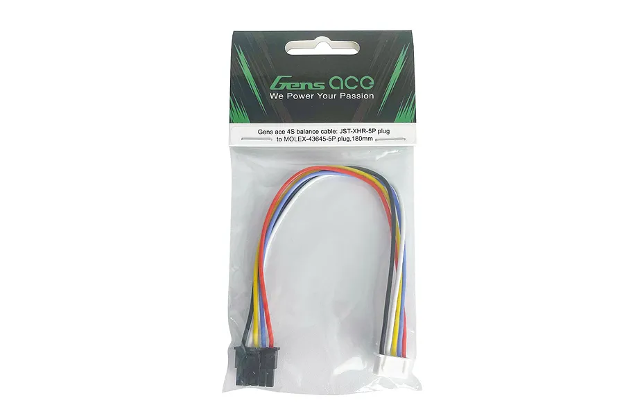 Gens Ace 180mm JST-XHR-5P To MOLEX-43645-5P Balance Cable image 107842