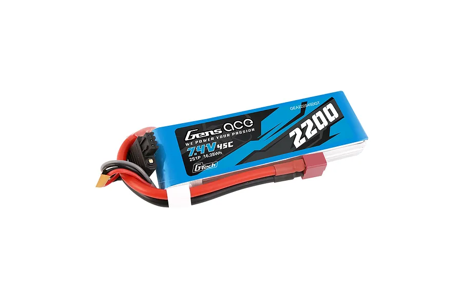 Gens Ace 7.4V 2200mAh 45C Soft Case LiPo Battery image 108064