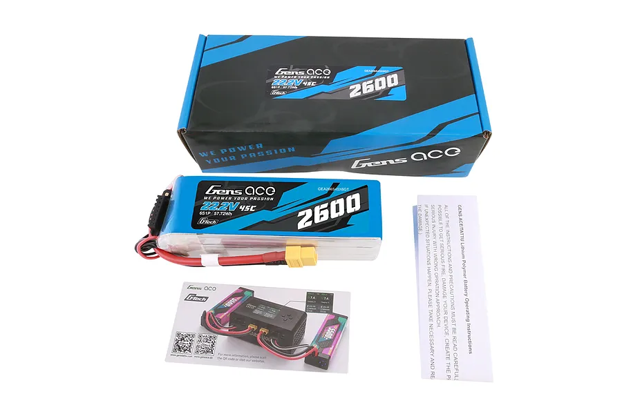 Gens Ace G-Tech 22.2V 2600mAh 45C Soft Case LiPo Battery image 108067