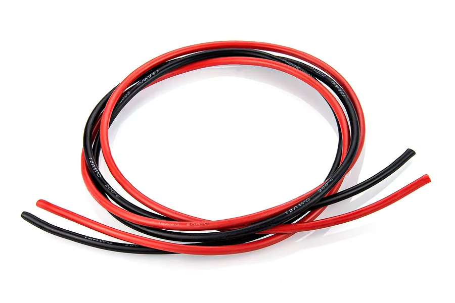 Hobbies Direct 12AWG Red and Black Silicone Wire - 1000mm image 108163