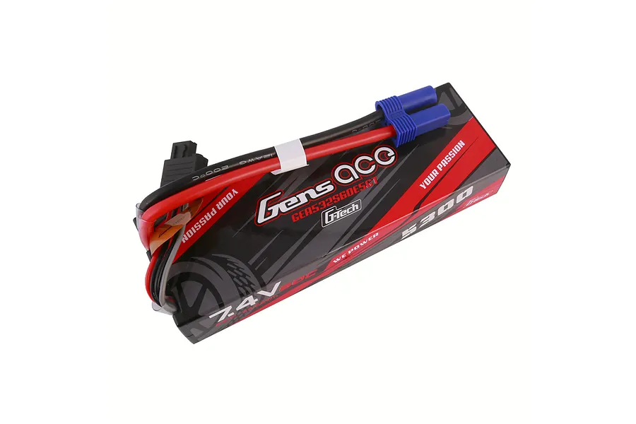 Gens Ace 7.4V 5300mAh 60C 2S Hard Case LiPo Battery image 108254