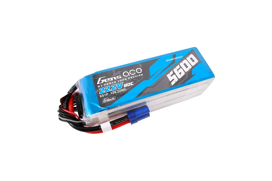 Gens Ace 22.2V 5600mah 80C 6S Soft Case LiPo Battery image 108258