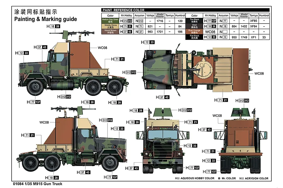 Trumpeter 1/35 M915 Gun Truck Scaled Plastic Model Kit image 108514