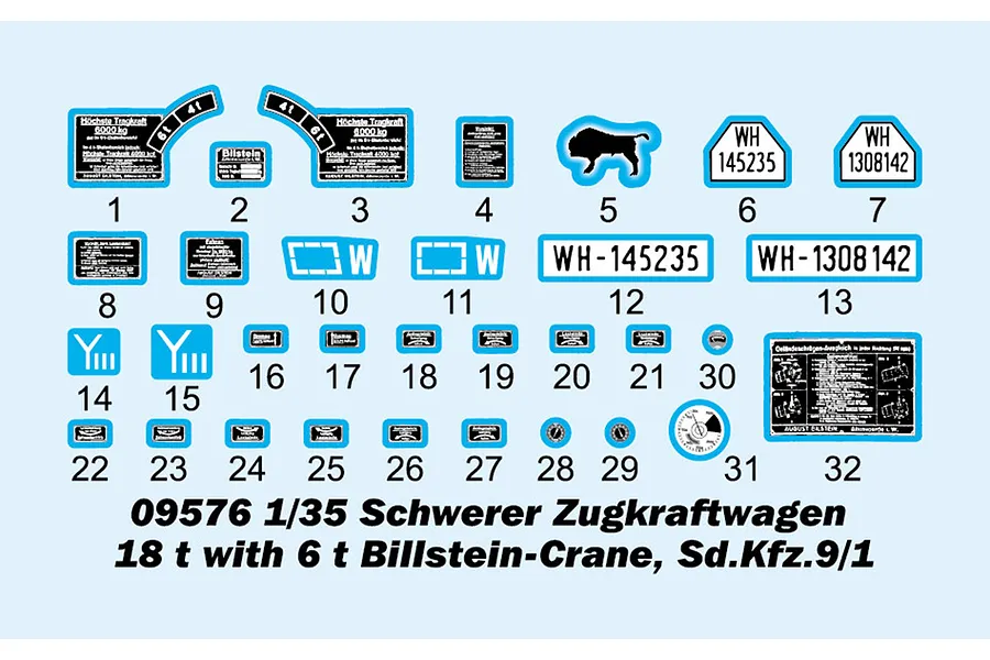 Trumpeter 1/35 Schwerer Zugkraftwagen 18t Half Track with 6t Billstein-Crane Sd.Kfz.9/1 Scaled Plastic Model Kit image 108584